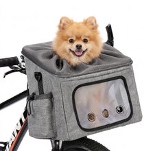 Lade das Bild in den Galerie-Viewer, Ownpets Large Bike Front Basket Pet Carrier, with Breathable Mesh Windows Functions as car booster seat or adjustable shoulder bag for pet, foldable for storage, compatible with most bike handlebars
