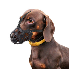 Carica l'immagine nel visualizzatore di Gallery, Ownpets Silicone Basket Muzzle, Adjustable with Movable Cover, Black, M Easy to clean silicone, movable cover prevents scavenging, allows drinking when open, adjustable fit
