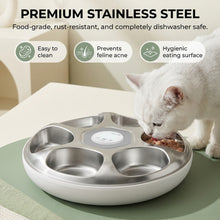 Charger l'image dans la galerie, Ownpets Automatic Wet Food Feeder, 6 Meals Auto Dispenser with Timer Stainless Tray, 2 Ice Packs, Cordless Design, 30-Day Battery Rechargeable, For Cats &amp; Small Dogs, Easy Clean, White
