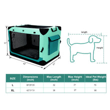 Carica l&#39;immagine nel visualizzatore di Gallery, Ownpets 4 Doors Soft Portable Folding Dog Crate Dog Kennel, Green, XL
