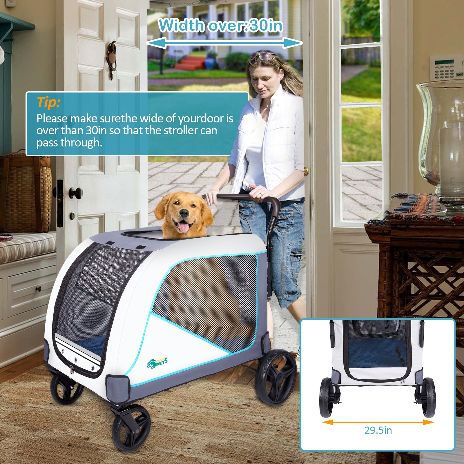 x large dog stroller Ownpets Extra-Large Dog Stroller for Medium Large Dogs Up to 180lbs