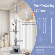 Lade das Bild in den Galerie-Viewer, Ownpets Floor to Ceiling Cat Tree Adjustable Height [90-108Inches=229-275cm] 6 Tiers Cat Tower
