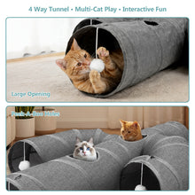 Carica l'immagine nel visualizzatore di Gallery, Ownpets Cactus Cat Tunnel 10" with Peek Holes for Indoor Large Cat, Grey Durable Oxford fabric, noise-free, foldable &amp; connectable, multi-cat friendly, tube for cats up to 20lb, includes ball &amp; wand
