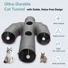 Load image into Gallery viewer, Ownpets Cactus Cat Tunnel 12" with Peek Holes for Indoor Large Cat, Grey Durable Oxford fabric, noise-free, foldable &amp; connectable, multi-cat friendly, tube for cats up to 20lb, includes ball &amp; wand
