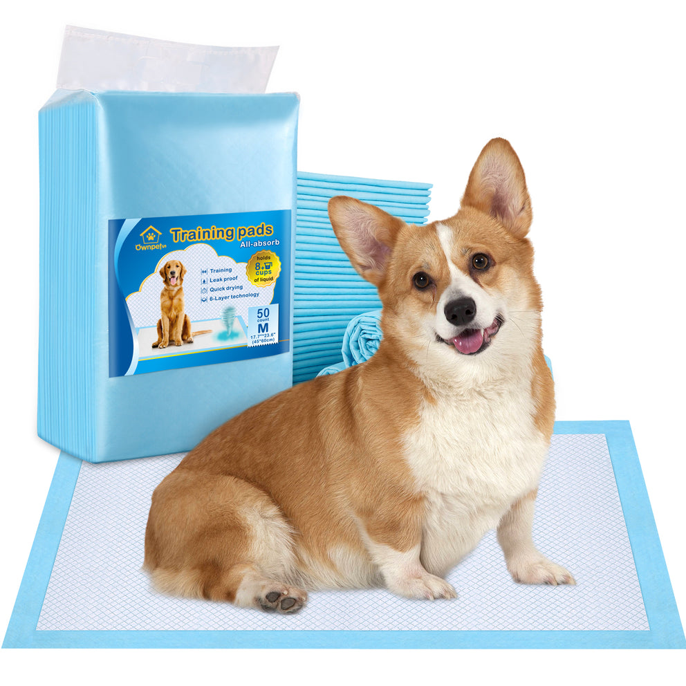 Ownpets Dog Pee Pads, M (24’’ x 17.7’’) Disposable Training Pads, 50 Counts