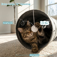 Load image into Gallery viewer, Ownpets Cactus Cat Tunnel 12" with Peek Holes for Indoor Large Cat, Grey Durable Oxford fabric, noise-free, foldable &amp; connectable, multi-cat friendly, tube for cats up to 20lb, includes ball &amp; wand
