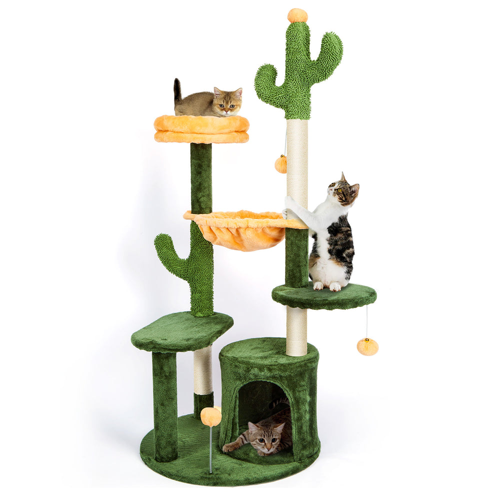 Ownpets Cactus Cat Tree Large 52” Tall Multi-Level Cute Cat Tower