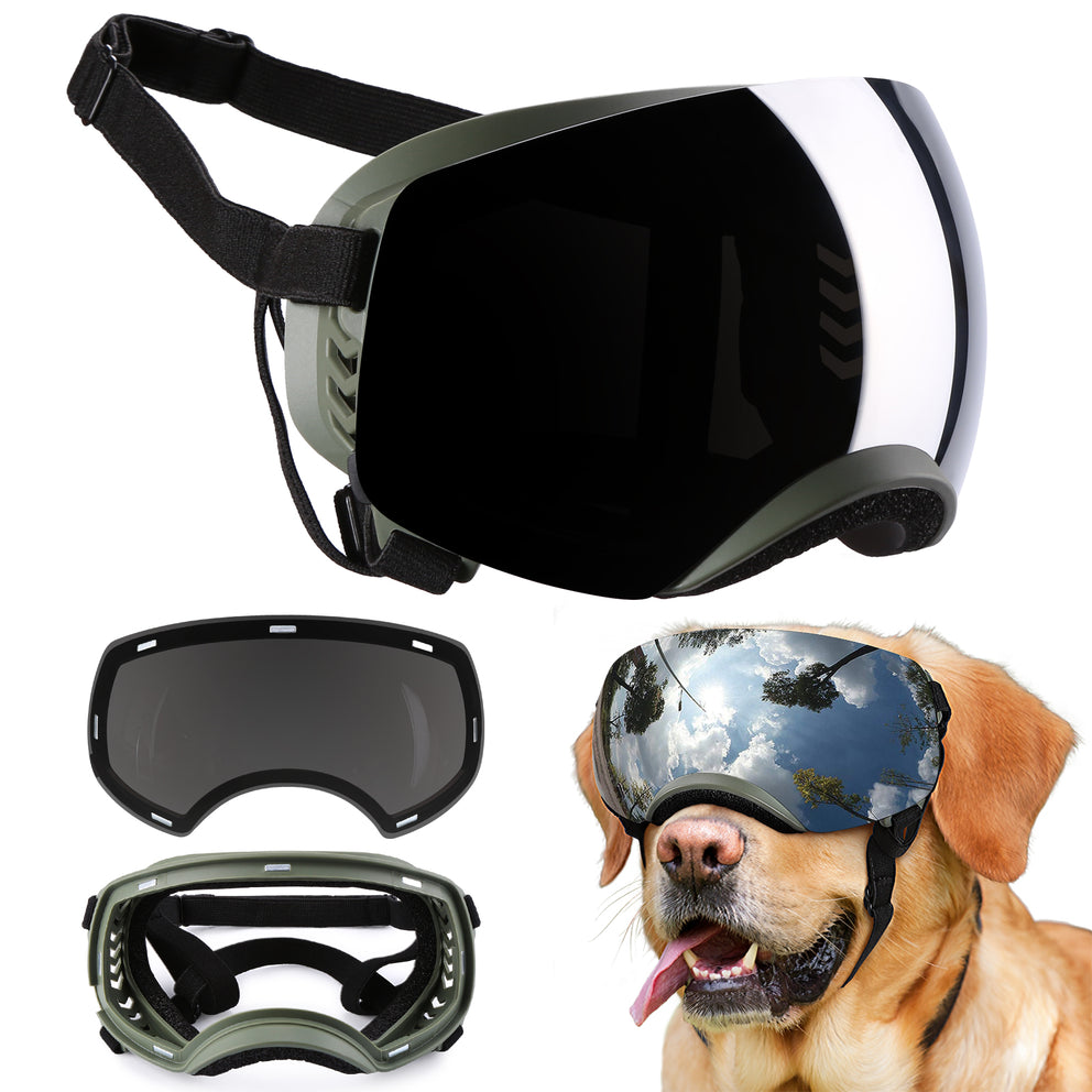 Ownpets Magnetic Design Dog Goggles Hundesonnenbrille, für mittelgroße und große Hunde, grün 