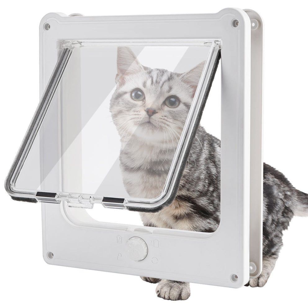 238 Ownpets Interior Cat Door with Rotary Lock Magnetic, for Up to 20 lbs Cats & Dogs, White