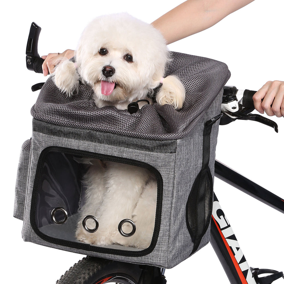 Ownpets Fahrradkorb für Hunde, Fahrradkorb, verstellbarer Schultergurt, tragbar, atmungsaktiv, Fahrradlenkerkorb für Hunde und Katzen