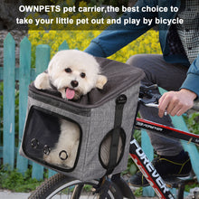 Load image into Gallery viewer, Ownpets Dog Bike Basket Bag Pet Carrier, Adjustable Shoulder Strap Portable Breathable Bicycle Handlebar Basket for Dogs &amp; Cats
