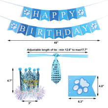 Charger l&#39;image dans la galerie, Ownpets Dog Birthday Outfit Set, Shinning Dog Bow Tie with Prince Crown &amp; Double Sided Saliva Towel, Birthday Banner &amp; Paw Print Balloons for Pet Puppy Dog Cat Boy Birthday Parties
