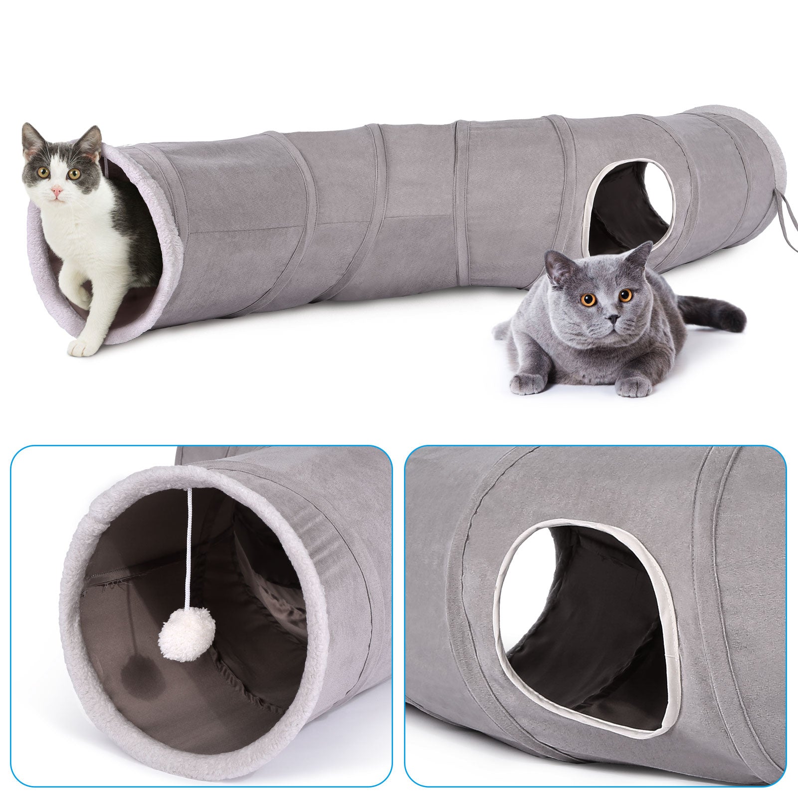 Pet Craft Supply Dino Katzentunnel – 5-in-1 Design, 1,2 M Lang, Mit Spielzeug, Für Katzen & Kleine Haustiere