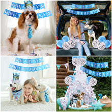 Lade das Bild in den Galerie-Viewer, Ownpets Hunde-Geburtstags-Outfit-Set, leuchtende Hundefliege mit Prinzenkrone und doppelseitigem Speichel-Handtuch, Geburtstagsbanner und Luftballons mit Pfotenabdruck für Geburtstagsfeiern von Haustieren, Welpen, Hunden, Katzen, Jungen
