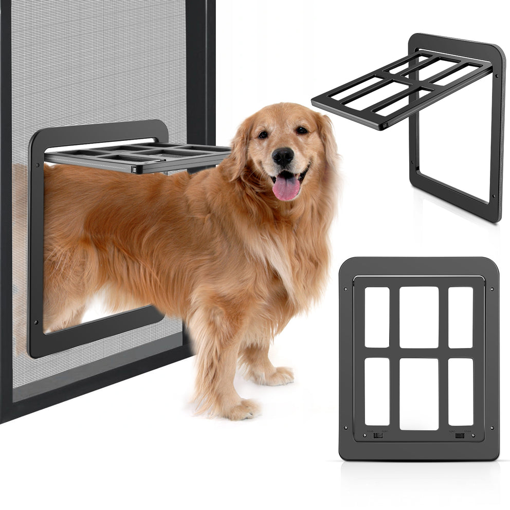 211 Large Lockable Pet Door for Screen door, 11x13, Black