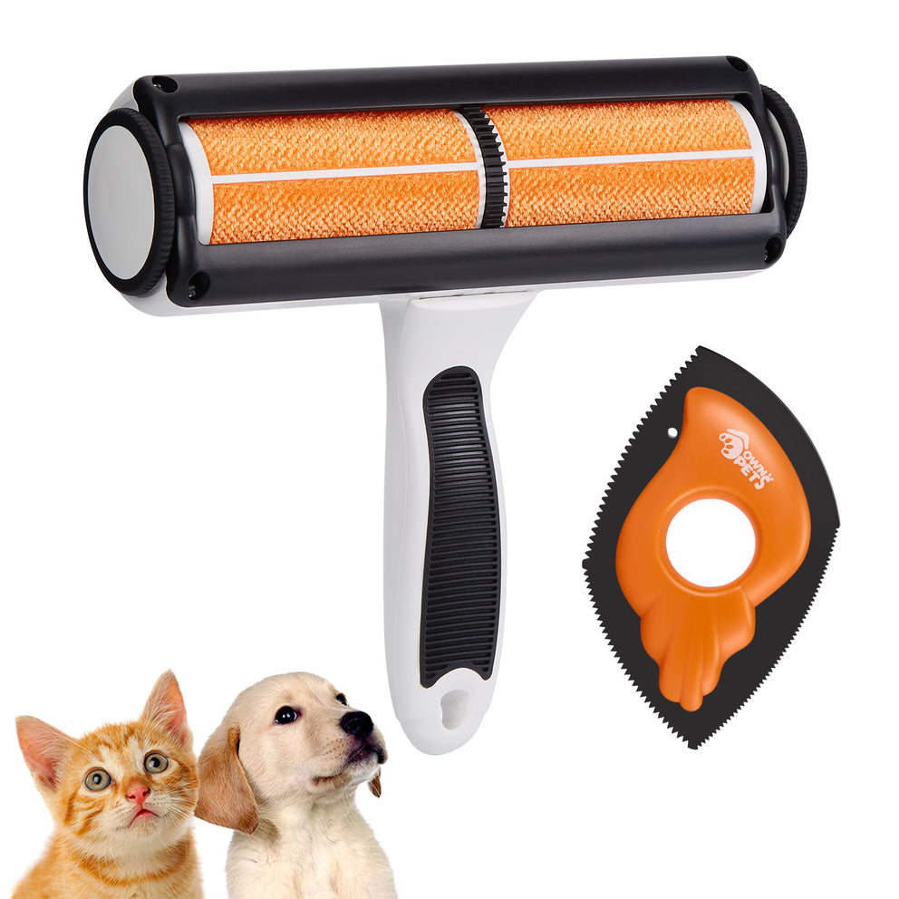 Ownpets Pet Hair Remover, Reusable Cat and Dog Hair Remover Roller & Bonus Pet Lint Scraper, Ideal for Couches, Beds, Car Seats, Carpets, Clothes & More