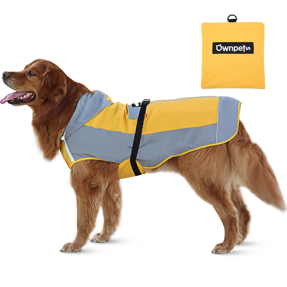 Ownpets Foldable Dog Raincoat with Reflective Straps, Size XXL