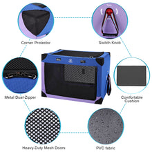 Cargar imagen en el visor de la galería, 3 Doors Soft Collapsible Dog Crate Dog Kennel, Blue &amp; Purple, XL

