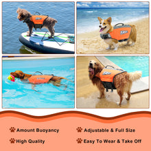 Cargar imagen en el visor de la galería, Ownpets Dog Life Jacket, Reflective Dog Safety Vest Adjustable Pet Life Preserver with Strong Buoyancy and Durable Rescue Handle for Swimming, Surfing, Boating（XL）

