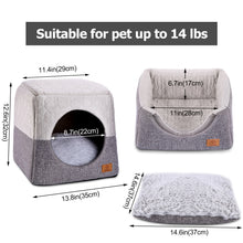 Cargar imagen en el visor de la galería, Cat bed, Ownpets Cat beds for Indoor Cats Cat Cave Bed with Removable and Washable Cushion,  Cat Igloo Bed 13.8*13.8*12.6 inches (Grey)
