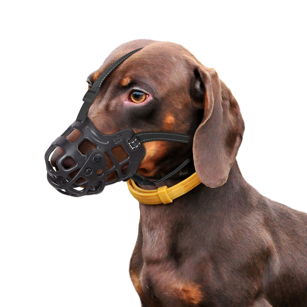 Ownpets Dog Muzzle, Adjustable Dog Basket Muzzle with Movable Cover, M