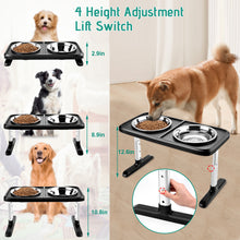 Cargar imagen en el visor de la galería, Ownpets Elevated Dog Bowls, Raised Food and Water Bowls with Adjustable Stand, No Spill Stainless Steel Pet Bowls with 4 Heights for Small, Medium &amp; Large Dogs

