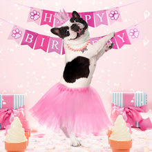 Cargar imagen en el visor de la galería, Ownpets Cute Dog Birthday Outfit Set, Princess Puppy Tutu Skirt with Pink Crown, Pearl Necklace, Double Sided Saliva Towel &amp; Birthday Banner for Puppy, Dog, Cat Girl Birthday Parties
