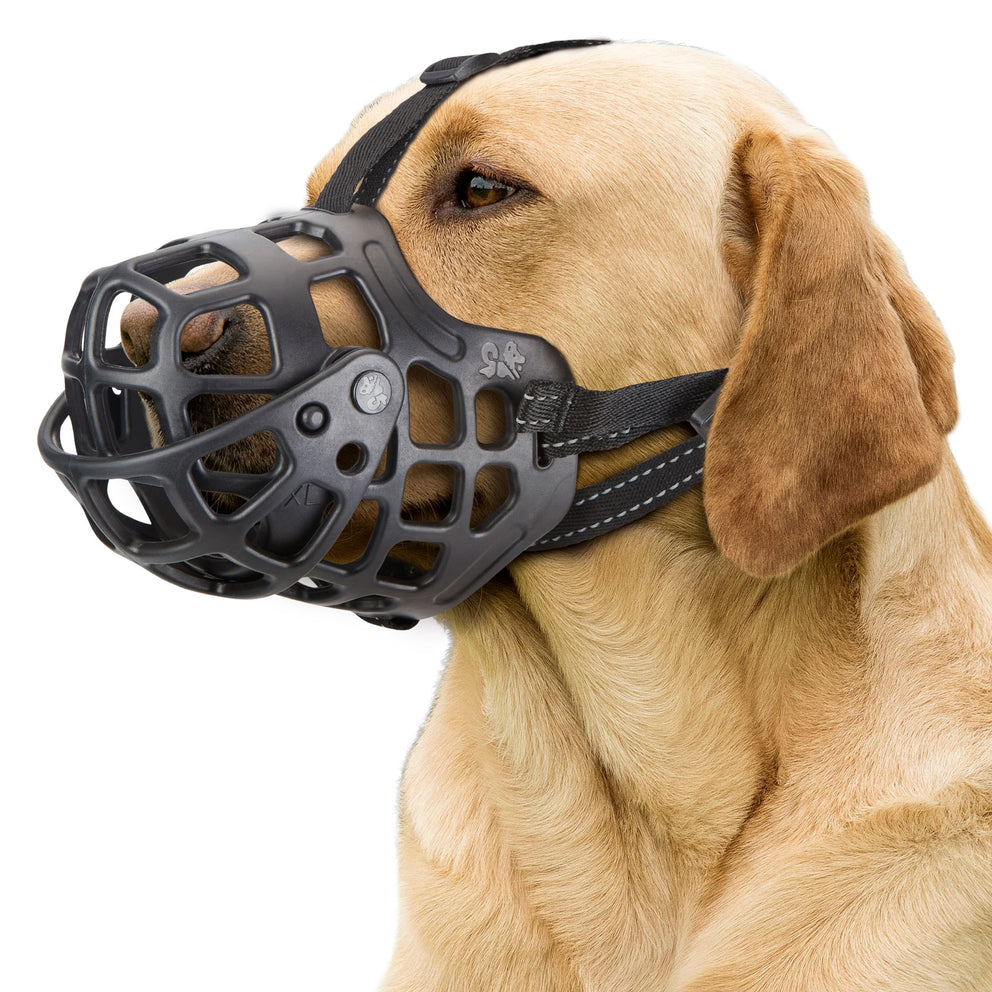 Ownpets Maulkorb für Hunde, verstellbarer Maulkorb für Hunde, mit beweglicher Abdeckung, um Beißen, Kauen und Lecken zu verhindern, XL 