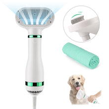 Carica l&#39;immagine nel visualizzatore di Gallery, Ownpets 3 in 1 Pet Hair Dryer, Portable Dog Grooming Blower with Slicker Brush &amp; Fast-Drying Towel
