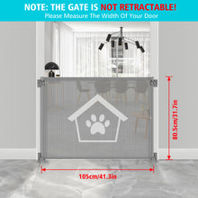 Load image into Gallery viewer, 223 Ownpets Dog Gate Punch-Free Install 41.3&#39;&#39; Wide, Double Lock Mesh Pet Gate Easy Operation Dog Safety Gate for Indoors, Outdoors, Doorways, Stairs and Hallways, Not Retractable (Grey)
