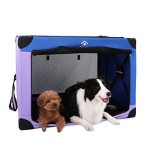 Cargar imagen en el visor de la galería, Ownpets 3 Doors Soft Collapsible Dog Crate Dog Kennel, Blue &amp; Purple, XL
