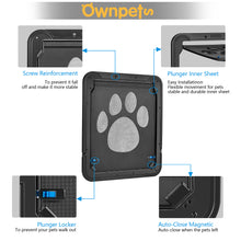 Carica l&#39;immagine nel visualizzatore di Gallery, 041 Ownpets Lockable Pet Door for Screen door ( Large ) with Magnetic Flap &amp; Lock, 12x14x0.4
