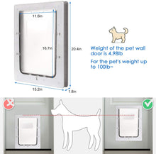 Charger l&#39;image dans la galerie, 078 Porte murale pour animal domestique avec porte à rabat en plastique, X-Large Dog Doggy Door (Blanc), 16,7 x 11,6 
