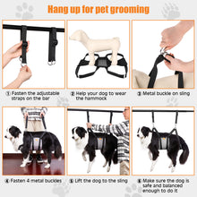 Carica l&#39;immagine nel visualizzatore di Gallery, Ownpets Pet Grooming Hammock, Breathable Dog Grooming Hammock with Carabiners, Pet Grooming Harness Sling for Grooming, Hair Nail Trimming Cutting &amp; More（M）
