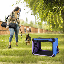 Load image into Gallery viewer, Ownpets 3 Doors Soft Collapsible Dog Crate Dog Kennel, Blue &amp; Purple, M
