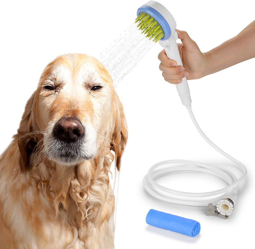 Ownpets Pet Combing Shower Sprayer,Water Sprinkler Brush for Dogs and Cats,Puppy Bath Scrubber,Handheld Grooming Shower Head with Soft Massage Needles