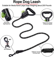 Carica l&#39;immagine nel visualizzatore di Gallery, Ownpets Reflective Dog Leash, 5 ft Hands-Free Dog Leash with Waste Bag Dispenser for Large &amp; Medium Dogs, Suitable for Running, Training, Hiking, Walking &amp; Other Outdoor Activities, Black
