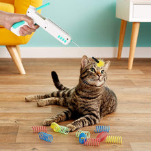 Load image into Gallery viewer, Ownpets Cat Toy Gun, Interactive Cat Toy Gun Shape Toy with Ball &amp; Feather - Blue
