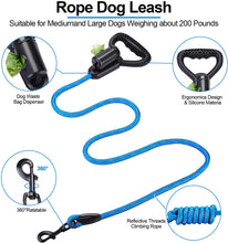 Carica l&#39;immagine nel visualizzatore di Gallery, Ownpets Reflective Dog Leash, 5 ft Hands-Free Dog Leash with Waste Bag Dispenser for Large &amp; Medium Dogs, Suitable for Running, Training, Hiking, Walking &amp; Other Outdoor Activities, Blue
