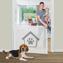 Charger l&#39;image dans la galerie, 223 Ownpets Dog Gate Punch-Free Install 41.3 Inches, Double Lock Mesh Pet Gate Easy Operation Dog Safety Gate for Indoors, Outdoors, Doorways, Stairs and Hallways, Not Retractable (White)
