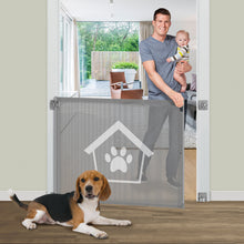Carica l&#39;immagine nel visualizzatore di Gallery, 223 Ownpets Dog Gate Punch-Free Install 41.3&#39;&#39; Wide, Double Lock Mesh Pet Gate Easy Operation Dog Safety Gate for Indoors, Outdoors, Doorways, Stairs and Hallways, Not Retractable (Grey)
