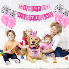 Lade das Bild in den Galerie-Viewer, Ownpets Niedliches Hunde-Geburtstags-Outfit-Set, Prinzessinnen-Welpen-Tutu-Rock mit rosa Krone, Perlenkette, doppelseitigem Speichel-Handtuch und Geburtstagsbanner für Welpen-, Hunde- und Katzenmädchen-Geburtstagsfeiern
