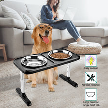 Carica l&#39;immagine nel visualizzatore di Gallery, Ownpets Elevated Dog Bowls, Raised Food and Water Bowls with Adjustable Stand, No Spill Stainless Steel Pet Bowls with 4 Heights for Small, Medium &amp; Large Dogs
