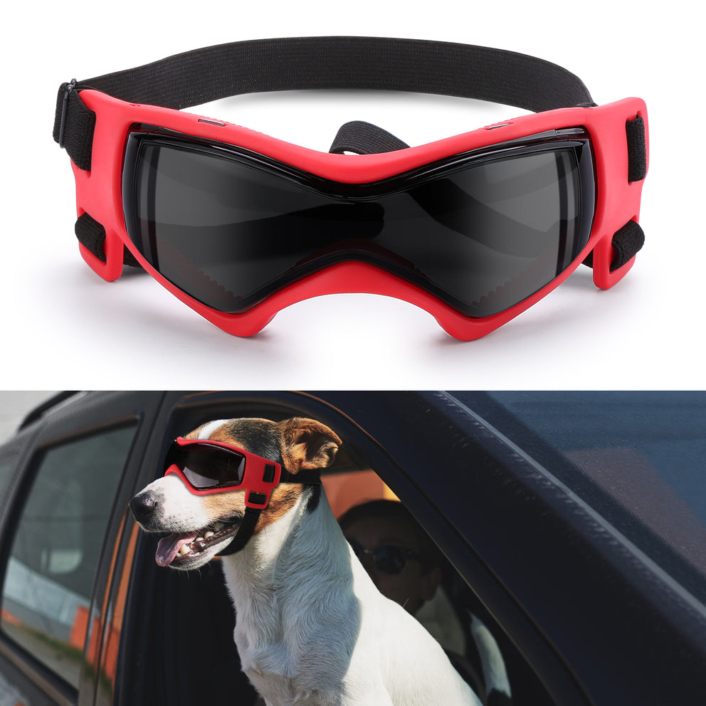 Ownpets Dog Goggles Lunettes de soleil pour chien pour petits et moyens chiens Rouge