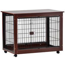 Charger l&#39;image dans la galerie, Table d&#39;extrémité de cage de cage pour chien de style meuble de 39 pi de longueur avec structure en bois et fil de fer et chats verrouillables, niche pour chien moyenne et grande utilisation en intérieur.
