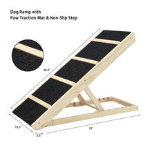 Carica l&#39;immagine nel visualizzatore di Gallery, Tall Adjustable Pet Ramp; Folding Portable Wooden Dog Cat Ramp; Non-Slip Paw Traction Surface Dog Step for Car; SUV; Bed; Couch; Adjustable Height from 9.3&quot; to 24&quot;
