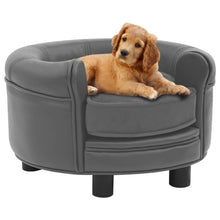 Load image into Gallery viewer, Dog Sofa Gray 18.9&quot;x18.9&quot;x12.6&quot; Plush and Faux Leather
