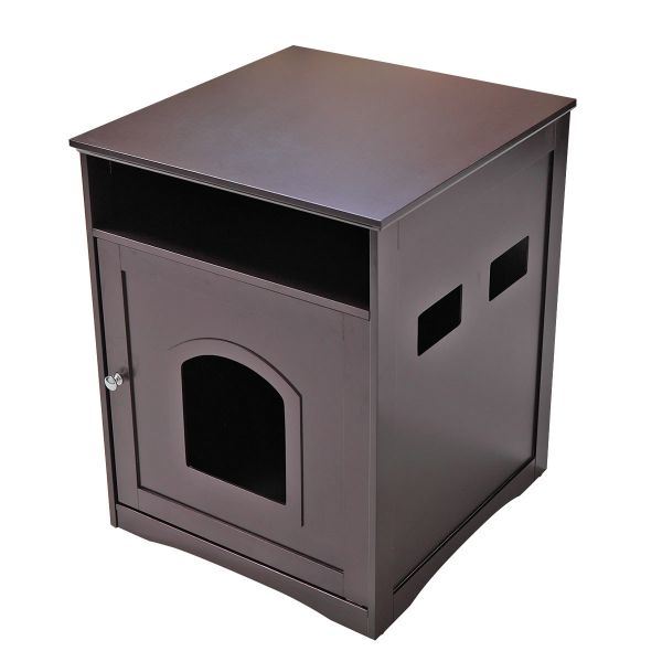 Cat's Wooden House Indoor Feline Condo Toilet Litter Box Hideaway Beside Table Nightstand XH