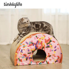 Cargar imagen en el visor de la galería, Tinklylife Cat Condo Scratcher Post Cardboard, Looking Well with Delicious
