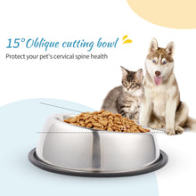 Load image into Gallery viewer, Dogs Bowl Stainless Steel Removable Rubber Ring Non-Slip Bottom Pet Feeder Bowl Water Dish For Dog Cat
